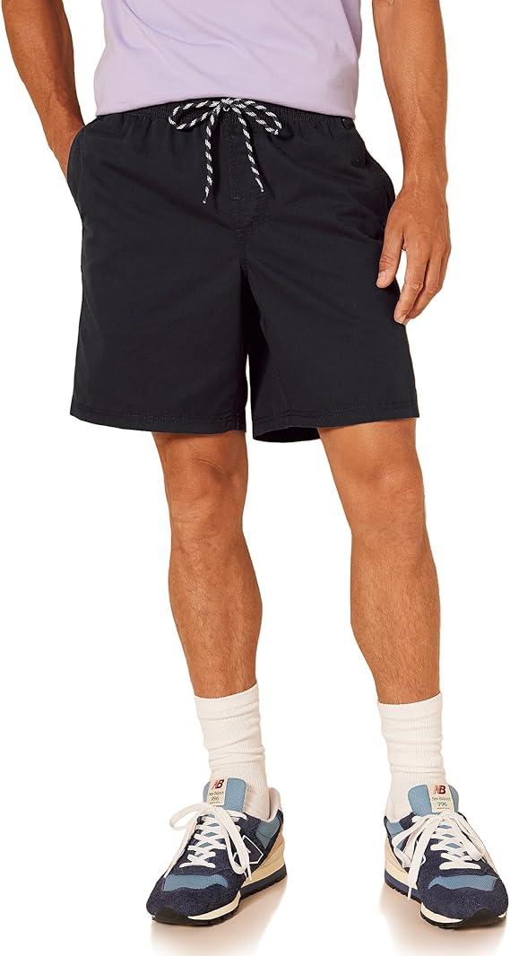 Amazon Essentials Men's 8" Inseam Relaxed-Fit Drawstring Walk Shorts, Black, 3XL