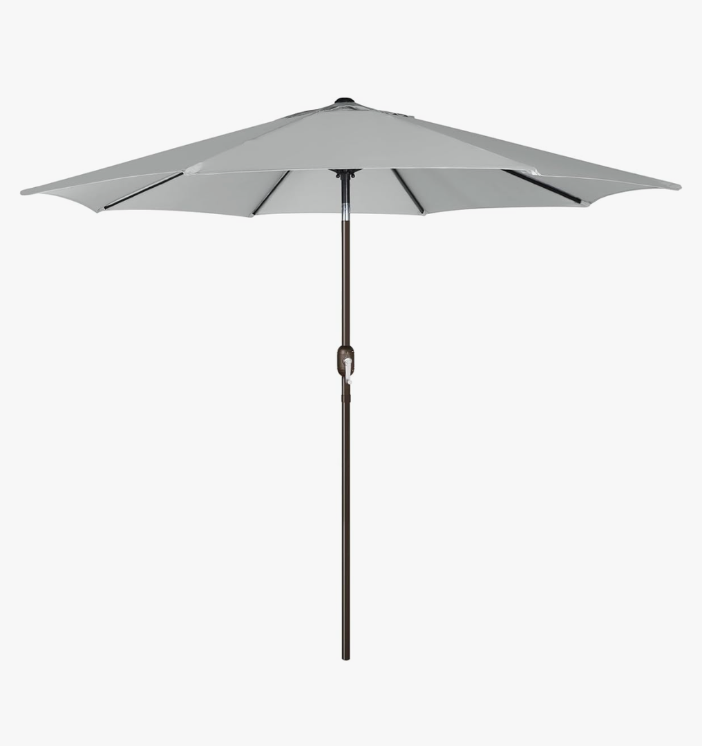 Blissun 9' Outdoor Patio Umbrella, Outdoor Table Umbrella, Yard Umbrella, Market Umbrella with 8 Sturdy Ribs, Push Button Tilt and Crank