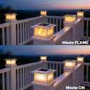 Dynaming 6 Pack Solar Post Cap Lights Outdoor with Flickering Flame Light, White Shell Fence Post Solar Lights Fit 4x4 5x5 Vinyl/Wooden Posts, Brightness LED Lighting Decor for Garden Deck Patio