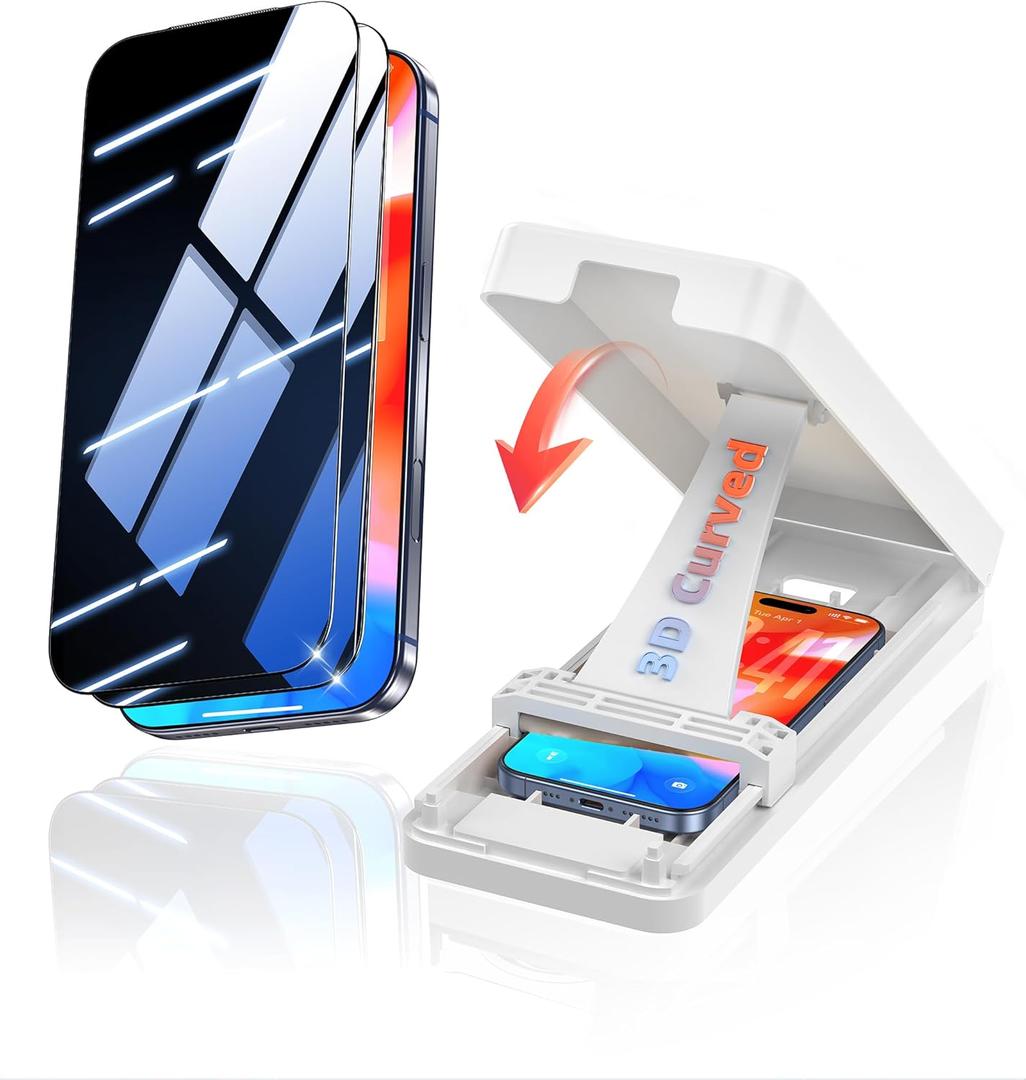 for iPhone-17-Pro-Max Privacy Screen Protector: 3D Thermal Bending Space Aluminum Glass, 25 Anti-Peep, Patented 3s Bubble-Free Install, 12FT Military Shatterproof, Fingerprint-Proof 2-Pack