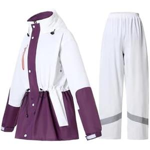 RAINFREEM Rain Suit for Women Waterproof Hooded Rain Gear Rain Jacket and Pants 2 Piece Breathable Rain Coat Outdoor, L