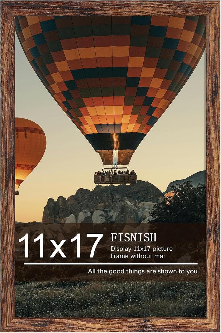 11x17 Picture Frame Brown, Classic Poster Frame for Horizontal or Vertical Wall Mounting, 1 Pack
