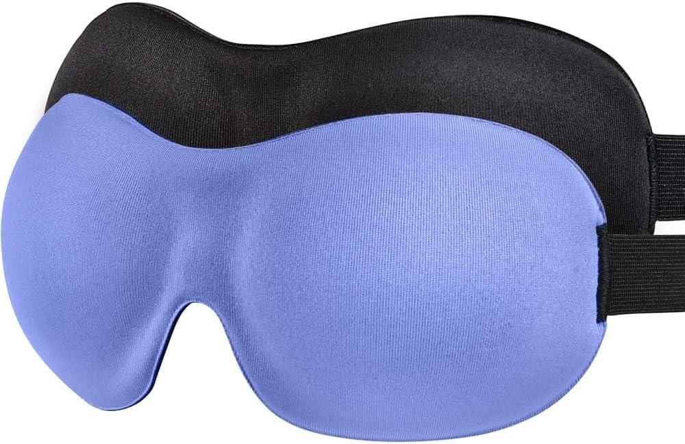 Sleep Mask SleepFun Invisible Alar Deep Orbit 3D Eye Mask Ultra Lightweight & Comfortable Sleeping Mask for Travel, Nap, Shift Works, Black & Blue