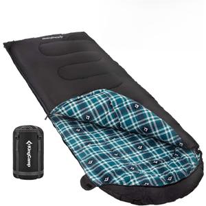 KingCamp Sleeping Bag for Adults, Cold Weather & Warm XL Big and Tall Flannel Sleeping Bags with Compression Sack Portable Waterproof Essentials Gear Accessories for Outdoor Camping, Left Zip