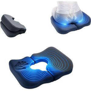 Bed Sore & Hemorrhoid Relief Cushion for Sitting, Memory Foam Pressure Relief Pillow with Center Hole & Tailbone Cutout, Support for Coccyx Pain, Sciatica, Postpartum, Pregnancy & After Surgery, Black