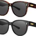 Polarized Fit Over Glasses Sunglasses for Women Stylish Oversized Cover Round UV400 Cat Eye Shades for go out Driving