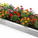 12x4x1FT Galvanized Raised Garden Bed Outdoor Patio, Large Rectangular Metal Planter Boxes,Plant Container Kit for Gardening, Vegetables, Flowers, Herbs,Silver,1 Pack