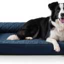 FurHaven Classic Sofa Orthopedic Dog Bed for Large Dogs with Egg Crate with a Solid Orthopedic Foam Base for Joint Support, Removable Washable Cover, Large, Quilted Sofa, Navy (Blue)