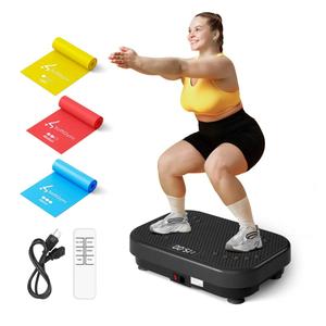 SoftGym Vibration Plate Exercise Machine for Lymphatic Drainage,Power Vibrate Stand Shake Board 450 Lbs Capacity Whole Body Workout Waver with Fitness Resistance Bands Weight Loss Gifts for Women Men (Only Vibration Plate and Cord are included)