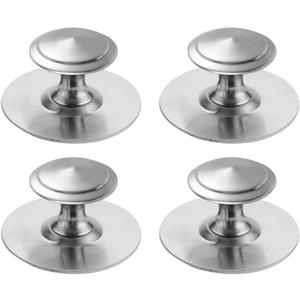CcHhyyt 4 Pack Self-Stick Cabinet Handle Pulls Stainless Steel Silver Knobs with Adhesive for Mirror Cabinets Glass Sliding Doors Cupboards Drawer No Punching Peel and Stick Knobs Drill Free (Silver)
