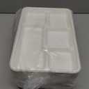 ECOLipak 100% Compostable 5 Compartment Plates, 100 Pack Disposable Compartment Paper Plates, 12.5 * 8.6 inch Biodegradable Sugarcane Plates, Eco-Friendly School Lunch Trays