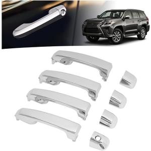 Exterior Door Handle Compatible with 2010-2020 Lexus GX460 Toyota 4Runner Replacement for 69211-60090 69210-60100 Silver Chrome Outside Handle Kit Front Rear Left Right