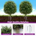 Griine 2 Pack Artificial Boxwood Topiary Ball Trees for Outdoors, 27" Faux Boxwood Topiary Bush with Metal Ground Spike UV Resistant Realistic Evergreen for Front Porch, Garden, Yard & Balcony Decor