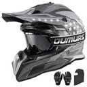 OUMURS DOT Adult Dirt Bike Helmet with Goggles Gloves & Mask Adjustable Sun Visor Motorcycle Adult ATV Helmet Off-Road Motocross Downhill Moped MX BMX for Unisex Adult-188-Black Star, M