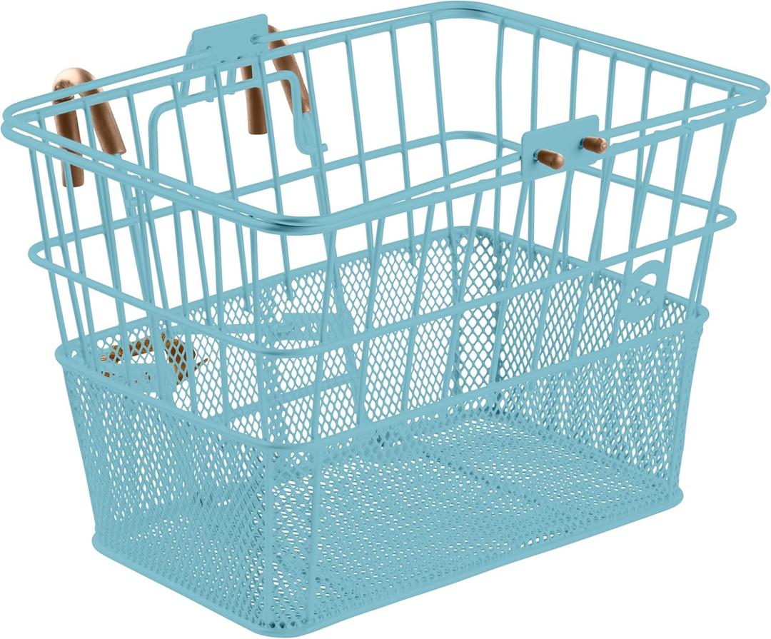 Retrospec Apollo Detachable Front Bike Basket Steel Half-Mesh with Integrated Detachable Hooks and Built-In Handle, Easy Assembly and Portability for Bicycles, One Size