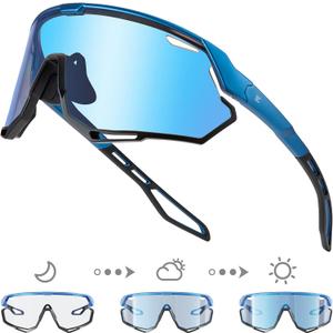 BIRCEN Photochromic Cycling Glasses: Mountain Bike Sports Sunglasses for Men Women Running Riding MTB Baseball