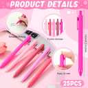 25 Pcs Ballpoint Pens Bulk Retractable Writing 1. 0 mm Black Ink Cute Pens Smooth Writing Color Fancy Gift for Teacher Student Employee Office School Home Baby Shower Supplies (Pink Series)