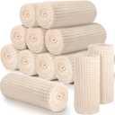 Buryeah 12 Pcs Flannel Fleece Throw Blanket Bulk 50 x 60 Inch Wedding Throw Blanket 3D Jacquard Grid Design Soft for Couch Sofa Chair Donation Homeless Gift (Ivory)