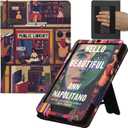 Stand Case for 7"/6.8" Kindle Paperwhite (12th/11th Generation-2024/2021) and Kindle Colorsoft Signature Edition, PU Shell Cover with Auto-Sleep/Wake Double Hand-held (Library)