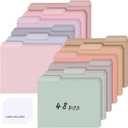 48 Pcs Colored Manila File Folders Letter Size with Labels 9.49 x 11.61 Inch 1/3 Cut Tab file Folders for Office Organizer Dividers Notes (Sweet Color)