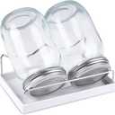 Sprouting Jar Kit-2 Wide Mouth Quart Mason Jars with 316 Stainless Steel Screen Sprout Lids,Melamine Tray,Stand and Canning Brush | Seed Sprouter Set for Growing Broccoli, Alfalfa, Mung Bean (White)