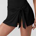 QINSEN Square Neck Swim Dress for Women Tummy Control One Piece Swimsuit Wrap Bathing Suit (Black, L)