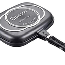 Double-Sided Pan Frying Pan Fried Steak Pan Fried Egg Pot Pancake Pan BBQ Griddle Pan Smoke-Free Non-Stick, Principle of The Pressure Cooker Allows Food to Reach A Fully Sealed Cooking State (36CM)