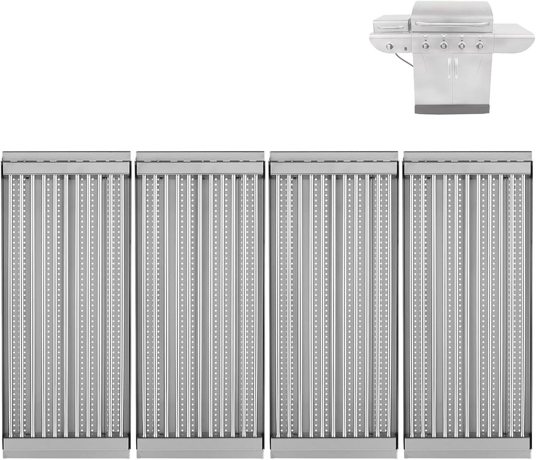 4 x 18 7/16" x 7 5/8" Stamped Stainless Steel Cooking Grate & Emitter Set for Charbroil Tru-Infrared Pre-2015 463271314 463241414 463271313 466241413 463224912 for Charbroil Grill Replacement Parts