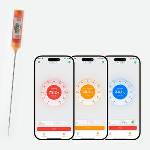 AI Bluetooth Candy & Meat Thermometer with 20+ Presets, Smart Alerts via App (Type-C Rechargeable) Digital Instant Reading for Candy Making, BBQ, Deep Frying, & Liquids, 8" Long Probe,CT180-BT
