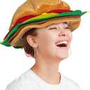 Funny Hats for Adults Squid Octopus Hat for Halloween Christmas Food Costume Party Supplies (Hamburger, Hamburger)