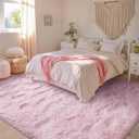 FinRec 6x9 Feet Rugs for Bedroom Living Room, Pink Large Fluffy Shag Area Rug, Non-Slip Fuzzy Furry Rug for Kids Room Girl Dorm Room Home Decor, Indoor Shaggy Floor Carpet