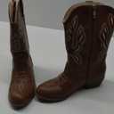 Cowgirl Boots for Little Girls Mid Calf Pointed Toe Kid Cowboy Boots Side Zipper Classic Embroidered Western Boots Horse Riding Shoes Party for Toddler Little Big Kids (Reddish Brown), Size: 5 Big Kid