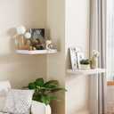 White 12 Inch Deep Floating Shelves Set of 2, Rustic Wood Shelving Live Edge Shelves Display, Bathroom Wall Shelf Decor for Living Room, Kitchen, Office (15.6 in W x 11.8 in D x 1.5 in H)