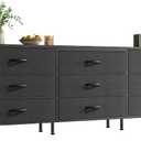 Huuger 63 Inch Dresser for Bedroom, Dresser for Closet with 9 Fabric Drawers, Large TV Stand for 55, 65, 70 Inch TV, Entertainment Center with Storage, Wide Long Chest of Drawers, Black, 13.8"D x 63"W x 26.8"H