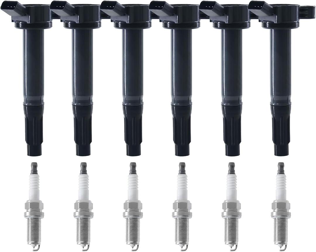 Ignition Coil Pack & Spark Plug Kit for Toyota Lexus V6 3.5L 4.0L - Fit RAV4 Camry Highlander 4Runner Avalon Sienna Venza FJ Cruiser Tundra RX350 ES350 RX450h, Replaces UF487 & 6619