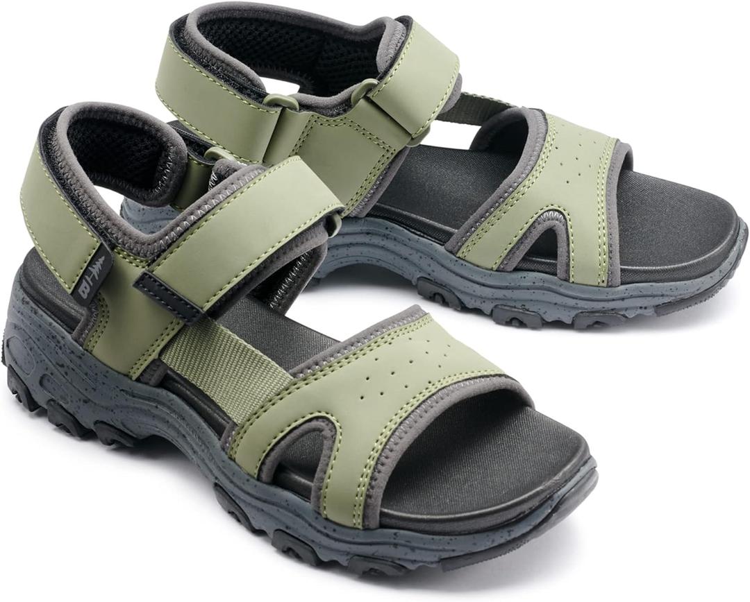 BASS OUTDOOR Women's Sandals for Beach Or Trail  Open Toe & Rubber Sole Hiking Shoe (6, Deep Lchn Gn)