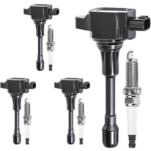 Set of 4 Ignition Coil Pack & Spark Plugs 2.5L Compatible with Nissan Altima 2013 2014 2015 2016 2017 2018, Rogue 2014 2015 2016 2017 2018 2019 2020, Replaces # UF549 C1696