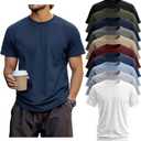 10 Pack Men's Big and Tall Shirt Short Sleeve Cotton Tee Loose Fit Top (6X-Large, Black, Army Green, Navy Blue, Dark Gray, Khaki, Wine Red, Haze Blue, Light Haze Blue, Light Gray, White)