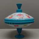 Beeqoo Humming Top Tin Spinning Top for Baby 18 Months and up, Classic Retro Toys for Toddler, Pump Spinner with Base, Parade Fun 7.9” Large Size