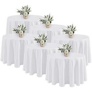 Fitable 3 Pack White Round Table Clothes - 90 Inches in Diameter - Stain Resistant and Washable Tablecloths, Polyester Fabric Table Covers for Wedding, Party, Banquet, Gathering