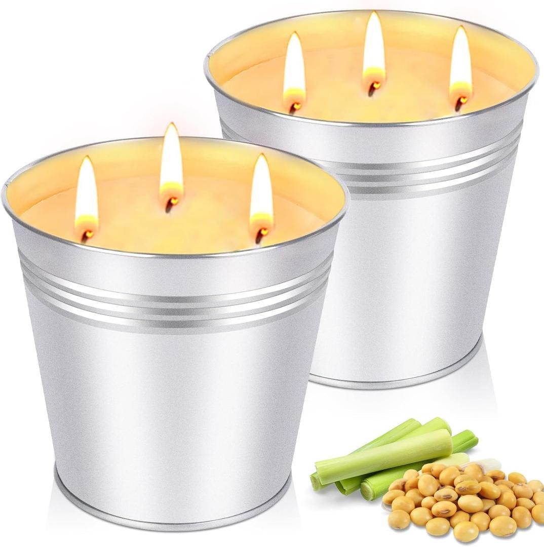 Citronella Candles Outdoor - Large 34oz Citronella Candle for Patio up to 200 Hours Burning, 3-Wick Summer Outdoor Candles Bulk for Home,2pcs Soy Wax Candle for Garden Camping Party Yard Balcony