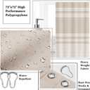 Britimes Bathroom Accessories Sets, Boho Shower Curtain Set with Trash Can, Soap Dispenser, Toilet Brush Holder, Toothbrush Holder and Toothbrush Cup for Bathroom Decor (Beige)