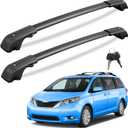KINGGERI 300Lbs Lockable Roof Rack Cross Bars Compatible with Toyota Sienna 2011-2020 (with Raised Side Rails)Anti-Theft Aluminum Roof Rails Crossbars Rooftop Cargo Basket Carrier canoe Luggage Rails