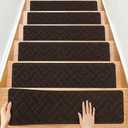 Stair Treads for Wooden Steps,15 Pack 8" X 30" Stairs Carpet Treads Non Slip Indoor with Reusable Peel and Stick Adhesive for Kids Elders and Pets,Polyester TPR Backing (Brown-new)