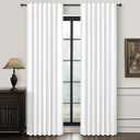 Pure White Linen Drapes 84 Inch Length 2 Panels Set for Living Room, Elegant Pleated Thick Blackout Curtains Insulated Room Darkening Bedroom Window Curtain Decor Pin Hooks Back Tab 50"W x 84"L 2 Burg