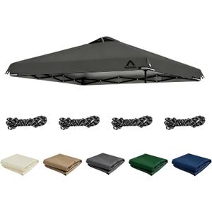 10x10ft Canopy Replacement Top Cover with Air Vent, UV Protected & Waterproof Pop-up Canopy Roof, Adjustable Elastic Straps for Outdoor Patio Garden Sun Shade Tent (Top Only) (Dark Gray)
