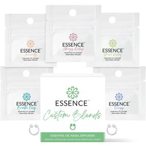 Essence Nasal Diffuser Custom Blends Bundle  Essential Oil Silicone Nose Rings for Energy, Immunity, Stress & Allergy Relief  Wearable Aromatherapy for Daily Wellness & Relaxation