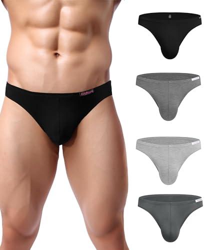  Avidlove Mens Bikini Underwear Sexy Low Rise Underwear Microfiber Brief 4 Pack, Extra Large, Black/ Grey