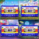 80's 90's Party Decoration 5FT Inflatable Magnetic Tape Party Decorations, Blow up LED Lights Favors, for 80s 90s Hip Hop, Birthday, Music, Disco Retro