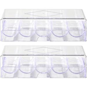 Clear Acrylic Poker Chip Rack with Cover/Casino Chip Tray with Lid, Holds 100 Chips Each